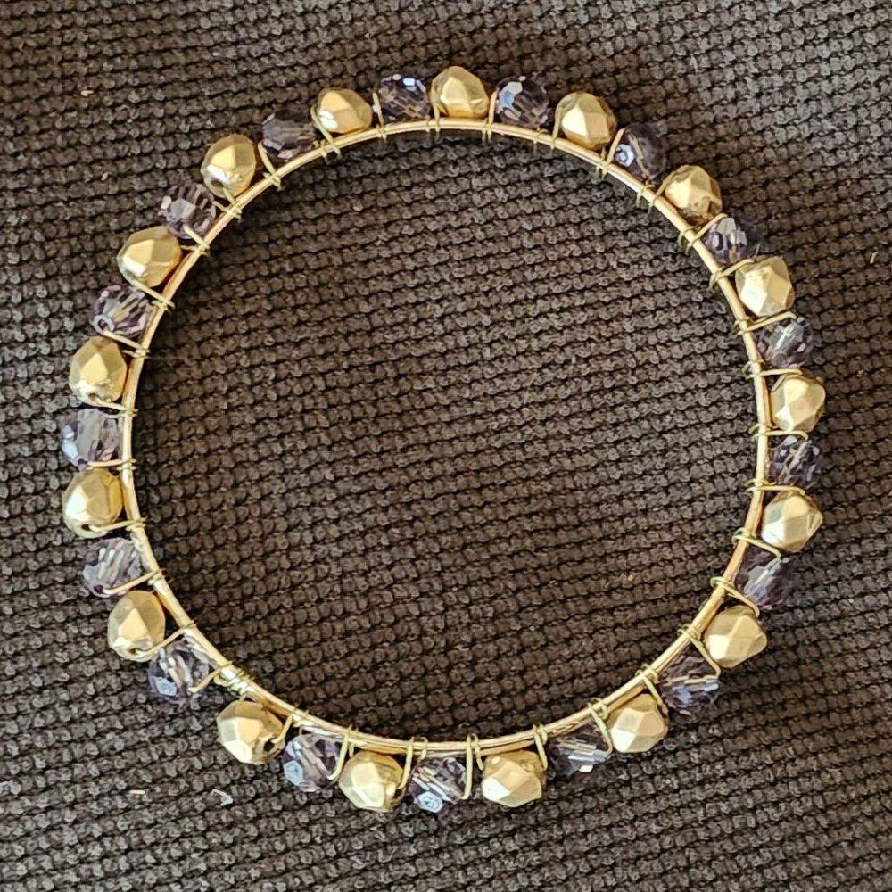 Banana Republic Gold Tone/Amethyst Bangle Bracelet